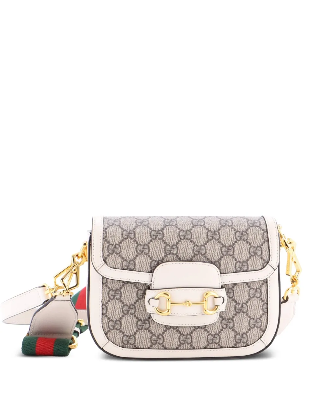 Gucci Pre-Owned Horsebit 1955 Shoulder Bag GG Coated Canvas with Leather Mini crossbody bag - Marrone