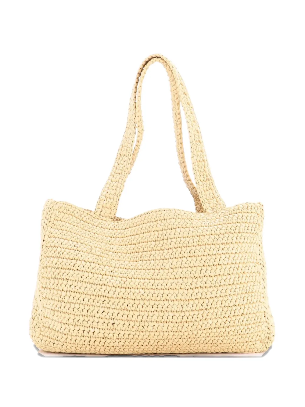 Pre-owned Valentino Garavani Superstar Shopping Raffia Medium Tote Bag In Neutral