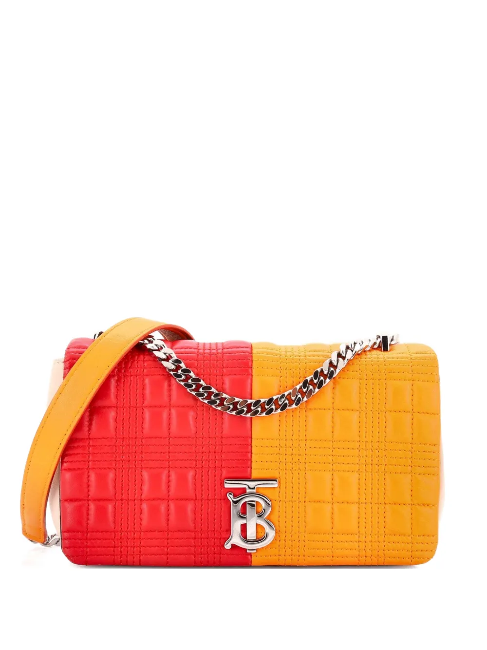 Pre-owned Burberry Lola Quilted Lambskin Small Shoulder Bag In Orange