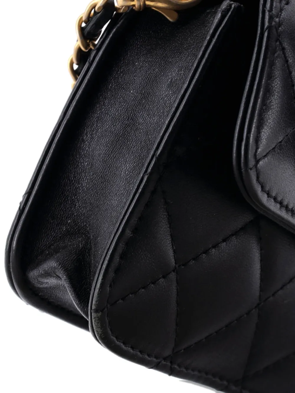 CHANEL Pre-owned Pearl Crush Flap Clutch With Chain Quilted Lambskin Mini Crossbody Bag In Black