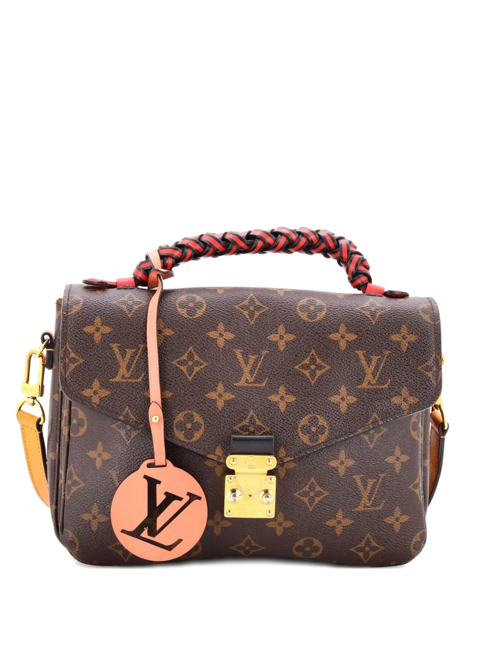 Louis Vuitton Pre-Owned Braided Handle Pochette Metis Monogram Canvas with Leather satchel - Brown