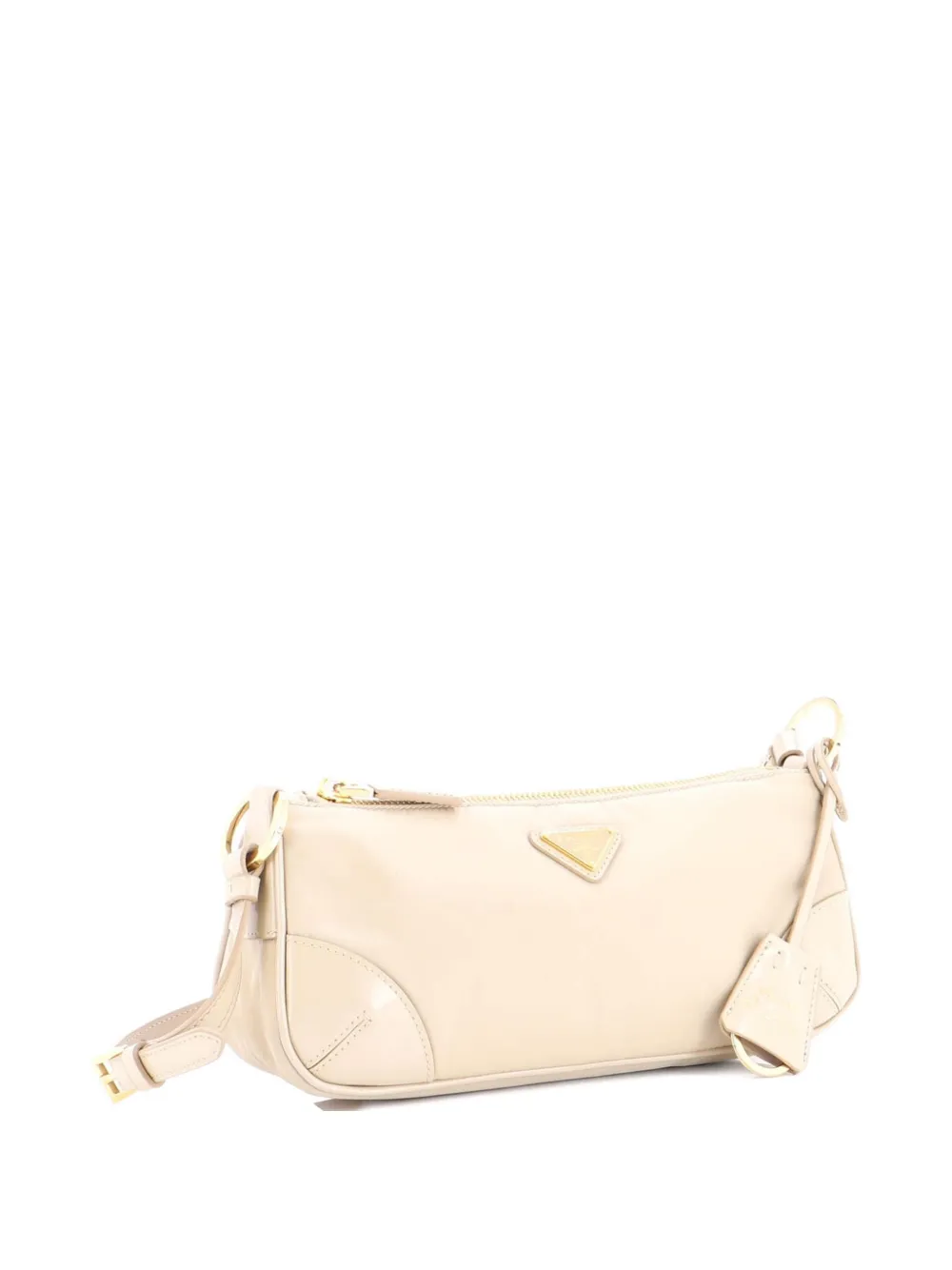 PRADA Pre-owned Re-edition 2002 Re-nylon And Leather Shoulder Bag In Neutral