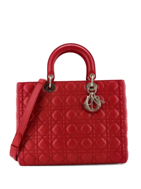 Christian Dior Pre-Owned Lady Dior Bag Cannage Quilt Lambskin Large tote bag