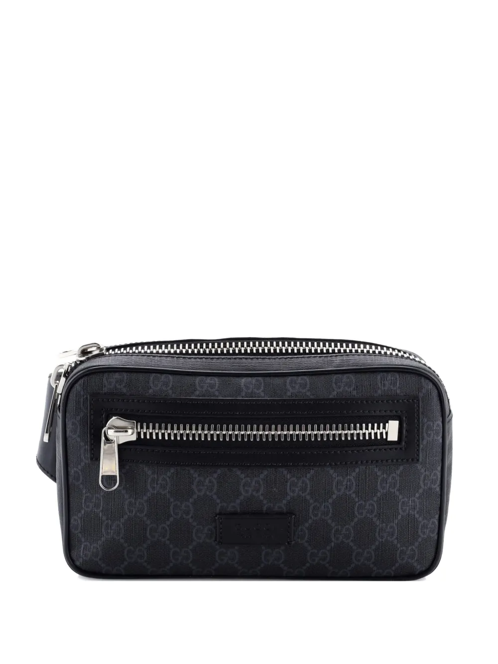 Pre-owned Gucci Soft Zip Gg Coated Canvas Small Belt Bag In Black