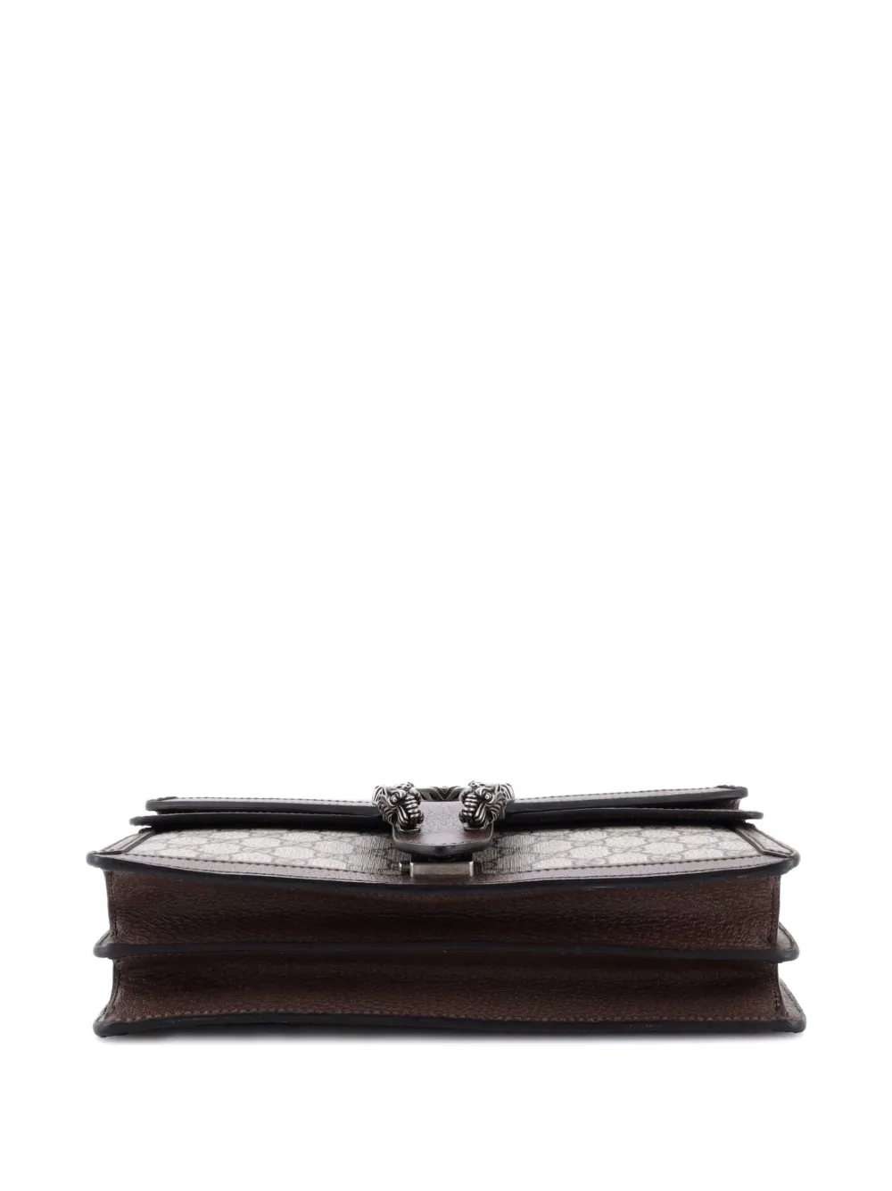 Pre-owned Gucci Dionysus Top Handle Chain Bag Gg Coated Canvas Small Satchel In Brown