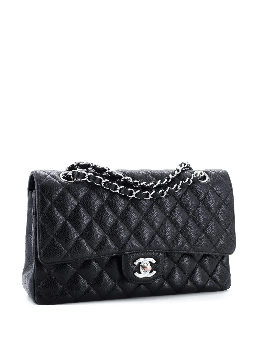 CHANEL Pre-Owned Classic Double Flap Bag Quilted Caviar Medium shoulder bag - Nero