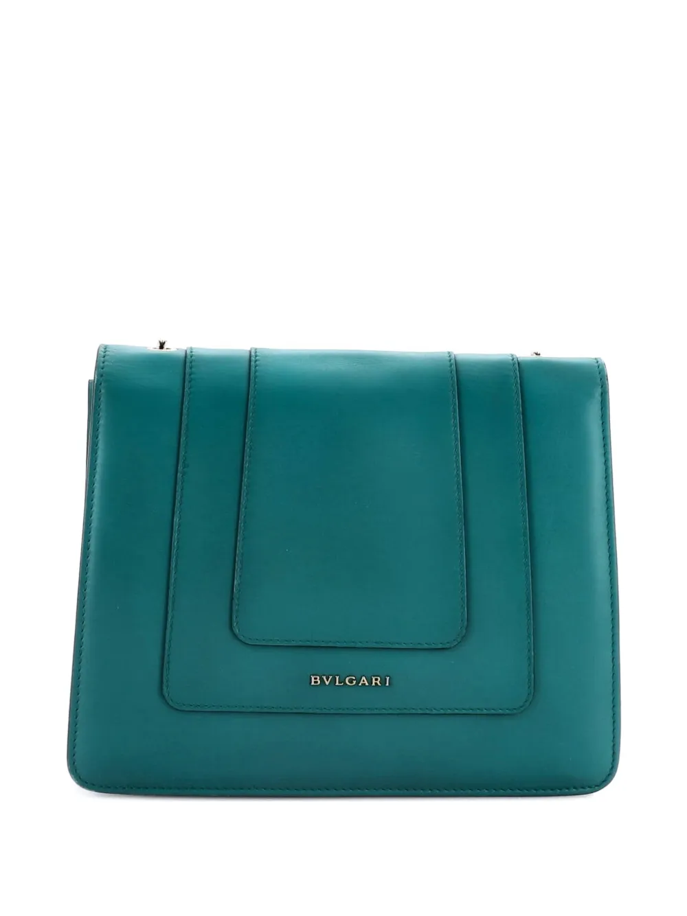 Pre-owned Bvlgari Serpenti Forever Square Leather Medium Shoulder Bag In Green