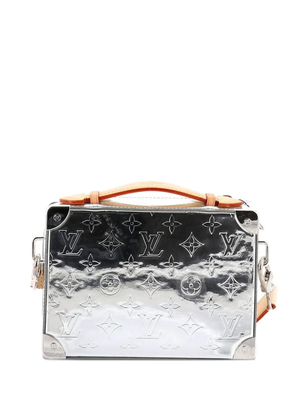 LOUIS VUITTON Pre-owned Handle Soft Trunk Bag Monogram Mirror Coated Canvas Satchel In Silver