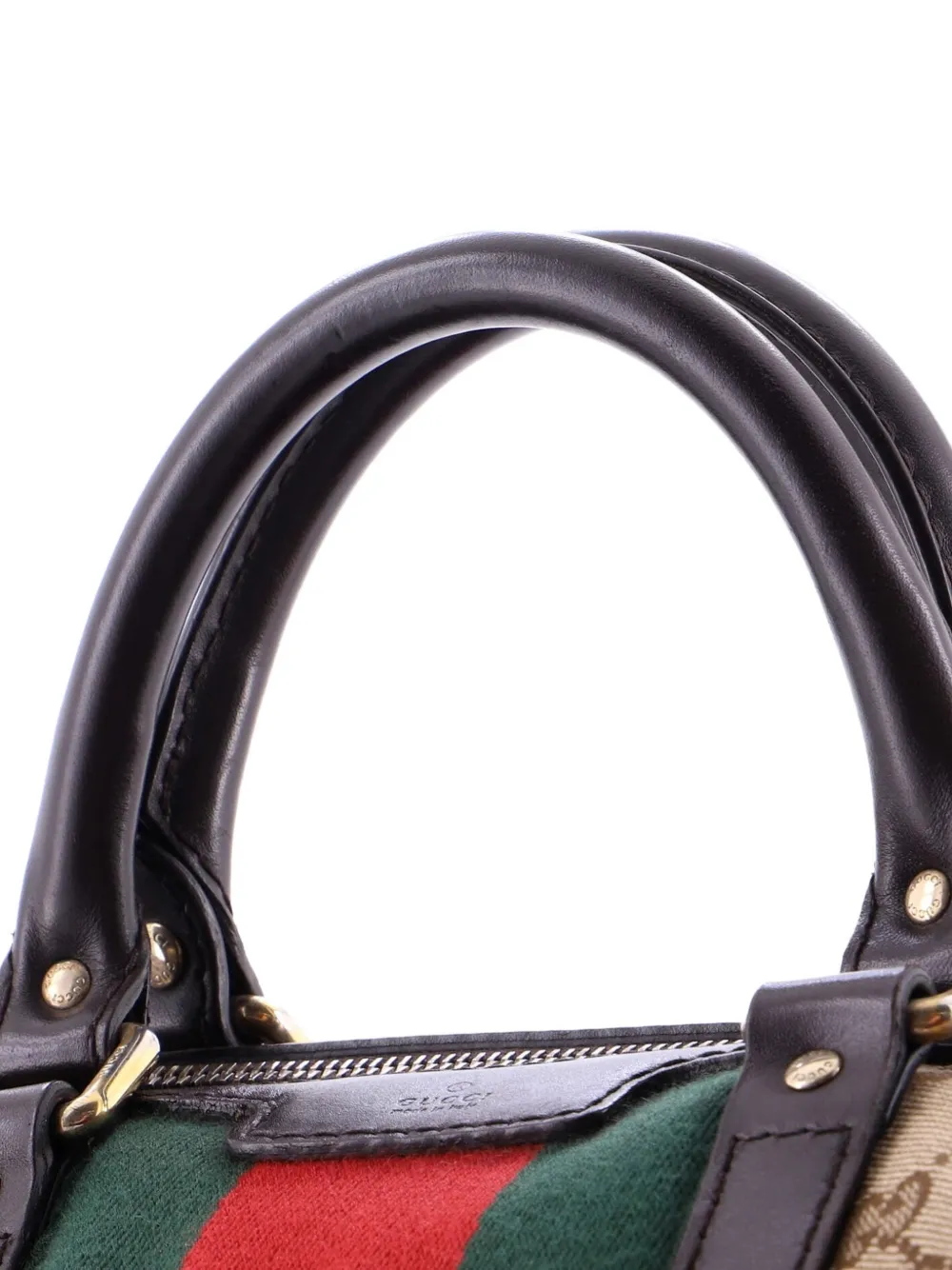 Pre-owned Gucci Vintage Web Boston Bag Gg Canvas Medium Satchel In Brown