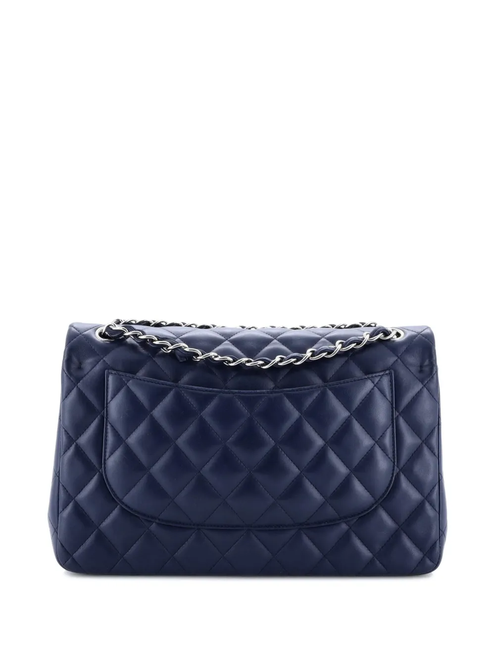 Pre-owned Chanel Classic Double Flap Bag Quilted Lambskin Jumbo Shoulder Bag In Blue