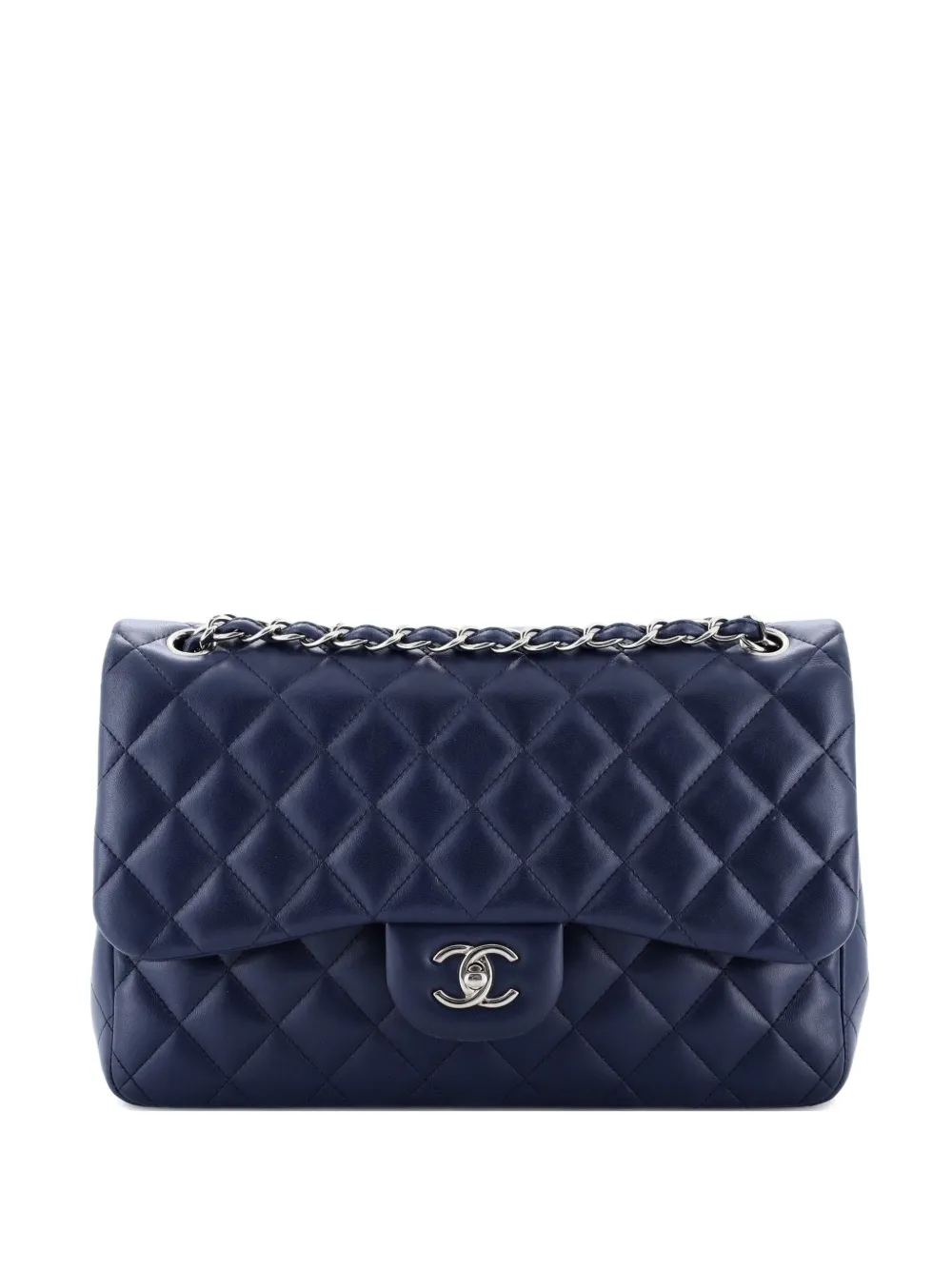 CHANEL Pre-Owned Classic Double Flap Bag Quilted Lambskin Jumbo shoulder bag - Blu