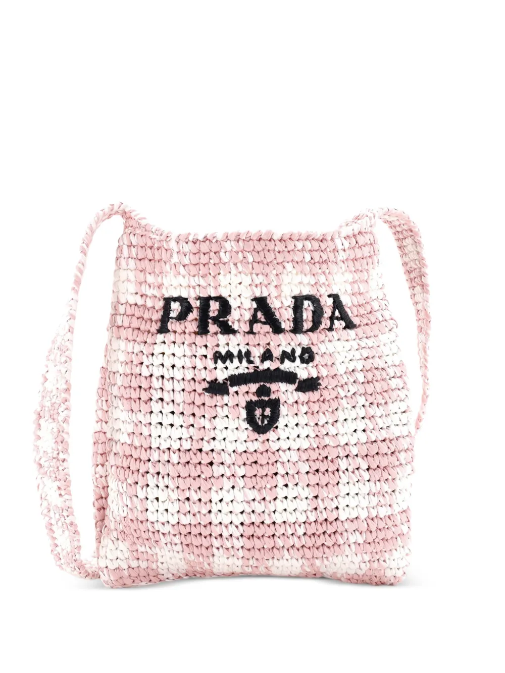 Prada Pre-Owned Logo Messenger Bag Printed Raffia Small crossbody bag - Rosa