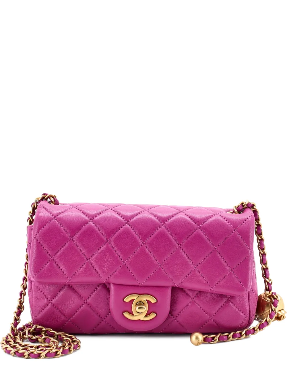 CHANEL Pre-Owned Pearl Crush Flap Bag Quilted Lambskin Mini crossbody bag - Viola