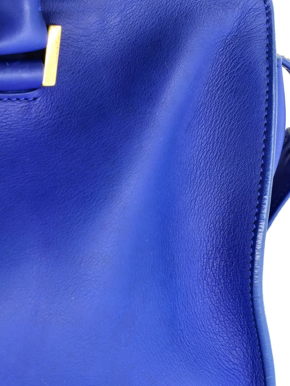 Pre-owned Saint Laurent Classic Y Cabas Leather Small Satchel In Blue