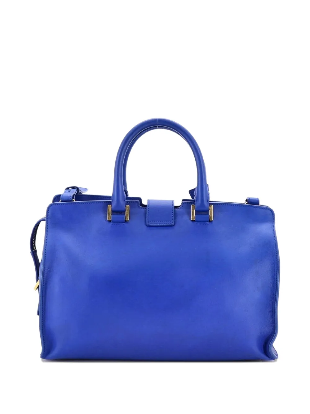 Pre-owned Saint Laurent Classic Y Cabas Leather Small Satchel In Blue