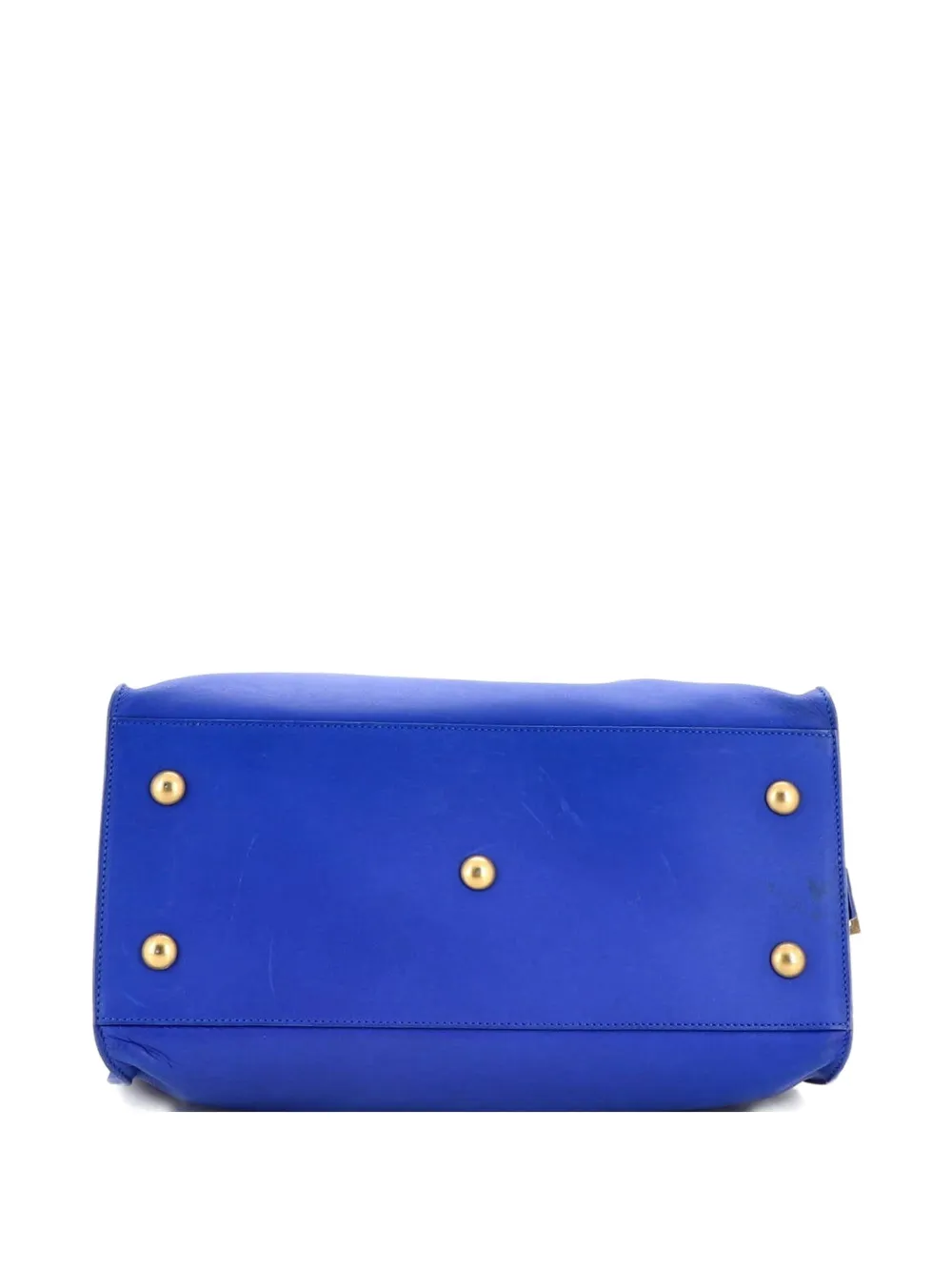 Pre-owned Saint Laurent Classic Y Cabas Leather Small Satchel In Blue