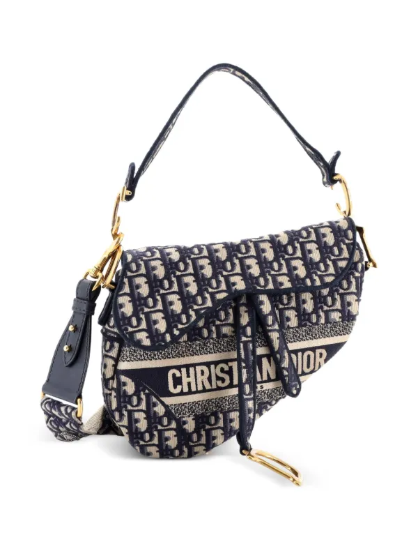 Christian Dior Pre-Owned Saddle Handbag Logo Embroidered Oblique