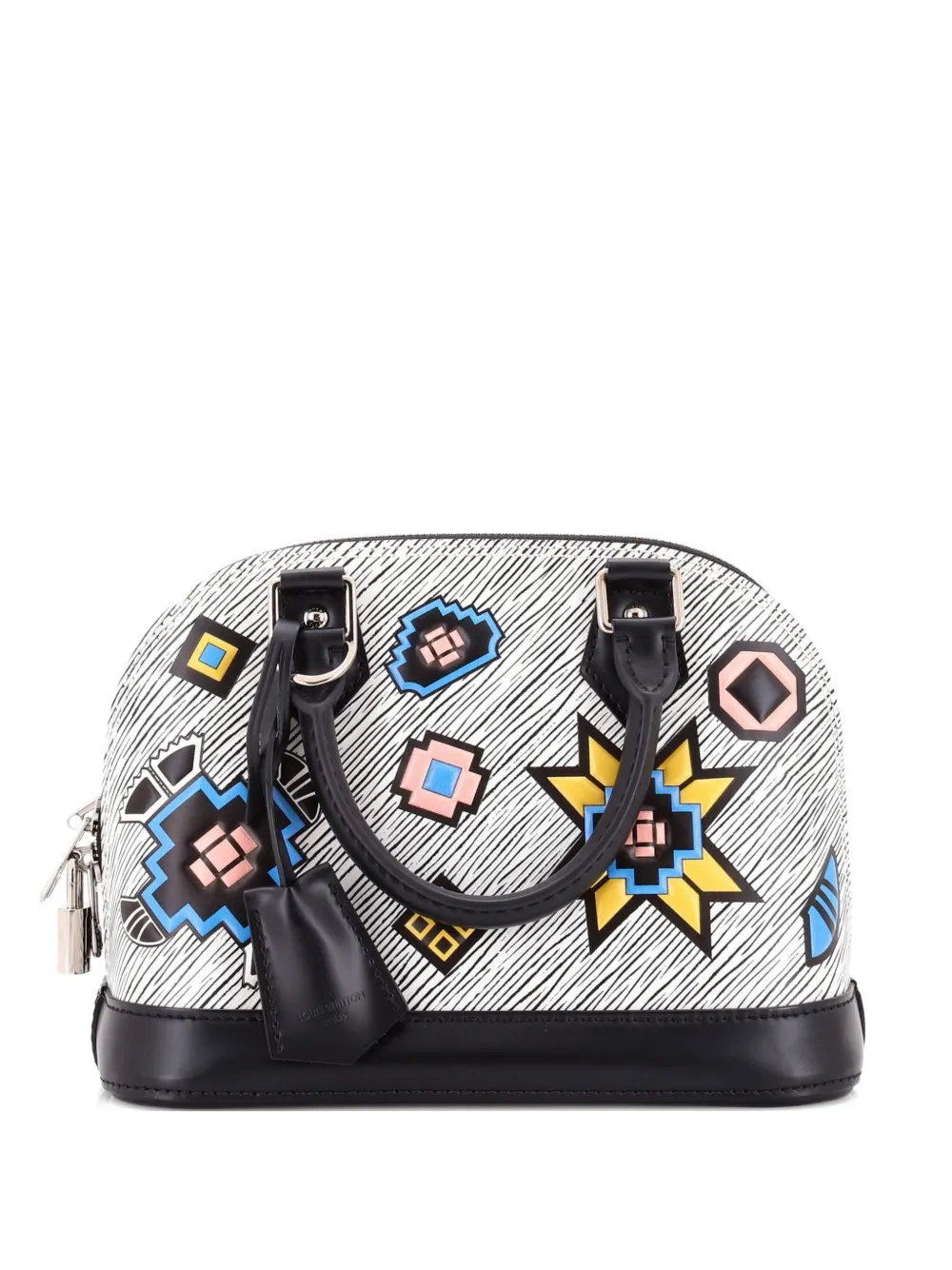 Pre-owned Louis Vuitton Alma Handbag Limited Edition Azteque Epi Leather Bb Satchel In Black