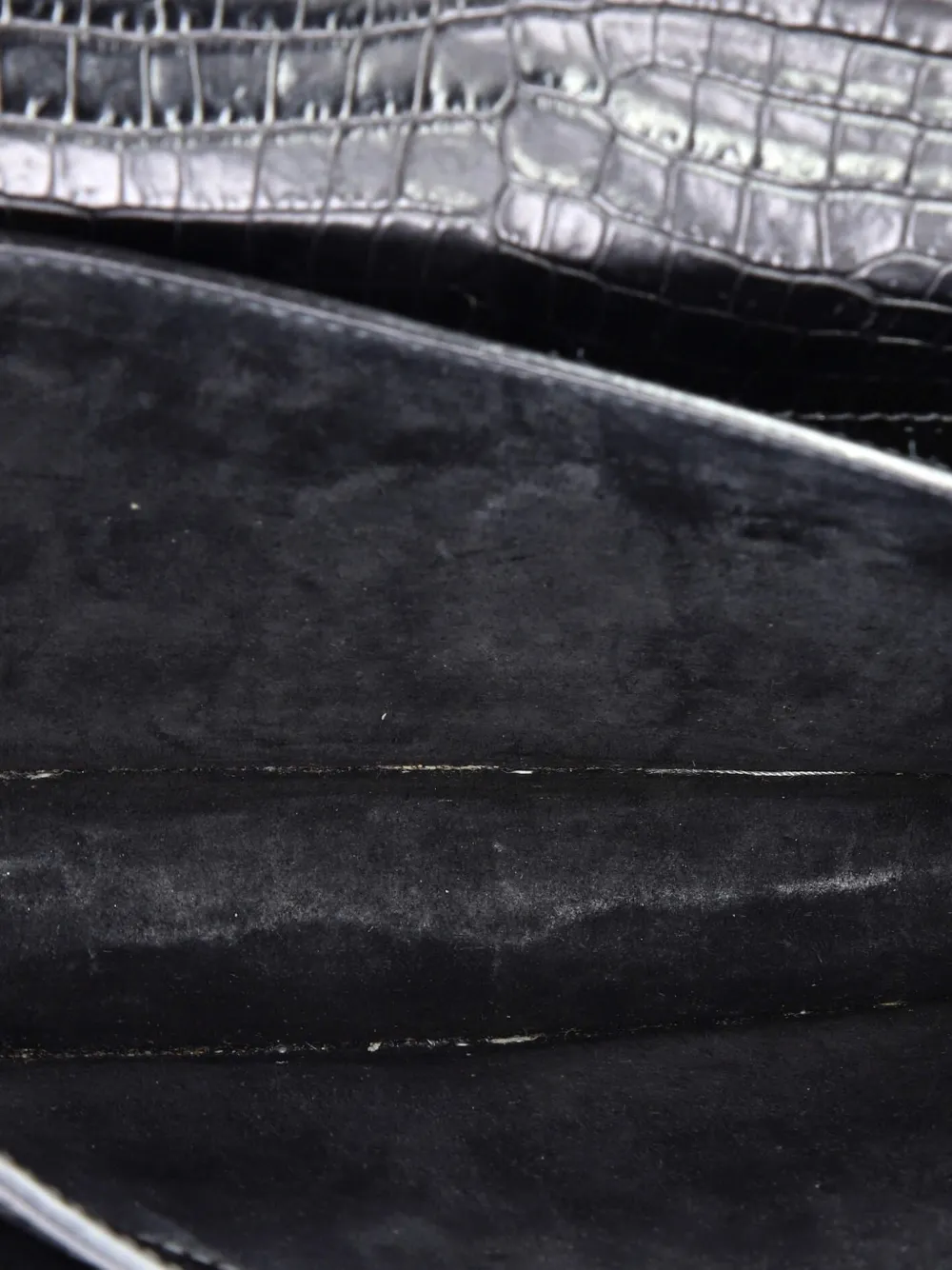 SAINT LAURENT Pre-owned Sunset Crocodile Embossed Leather Medium Crossbody Bag In Black