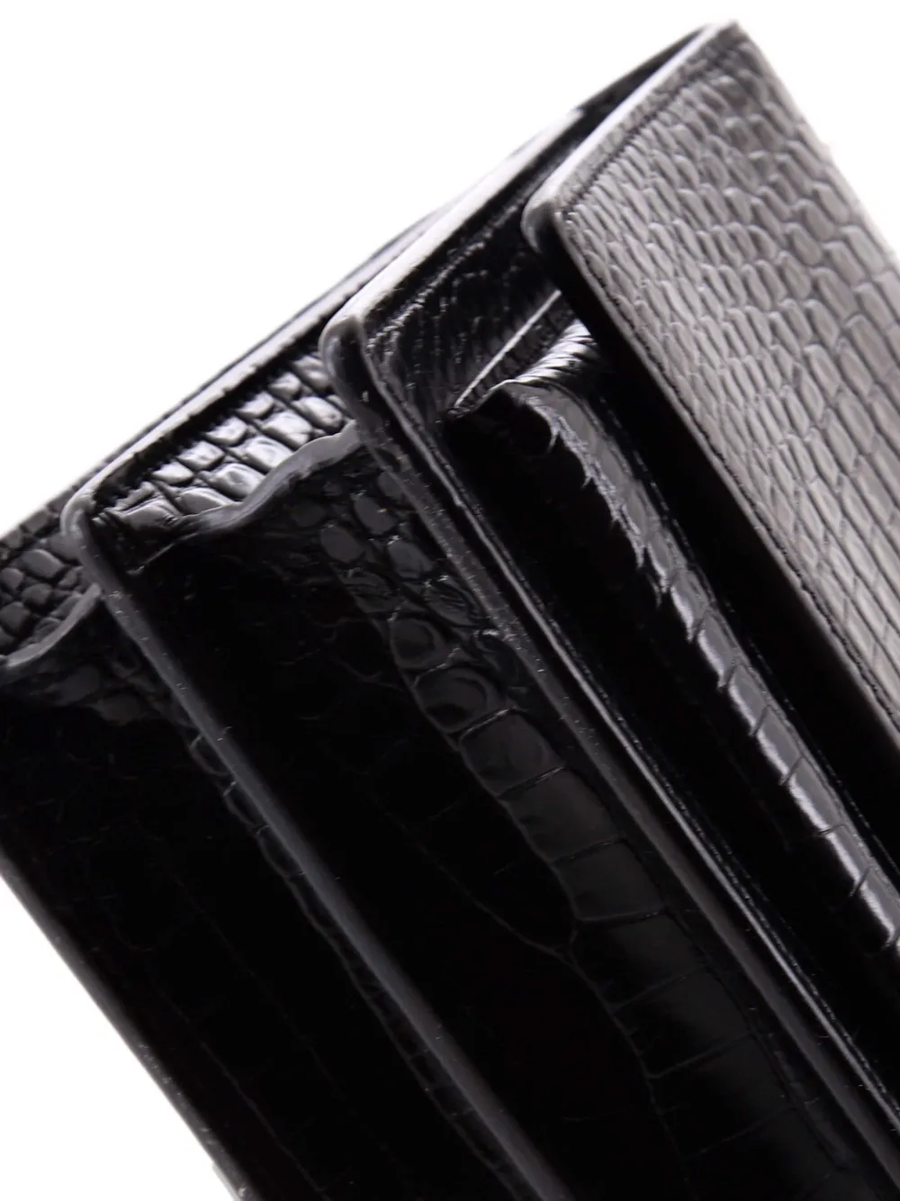 SAINT LAURENT Pre-owned Sunset Crocodile Embossed Leather Medium Crossbody Bag In Black