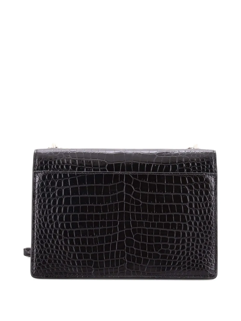 SAINT LAURENT Pre-owned Sunset Crocodile Embossed Leather Medium Crossbody Bag In Black