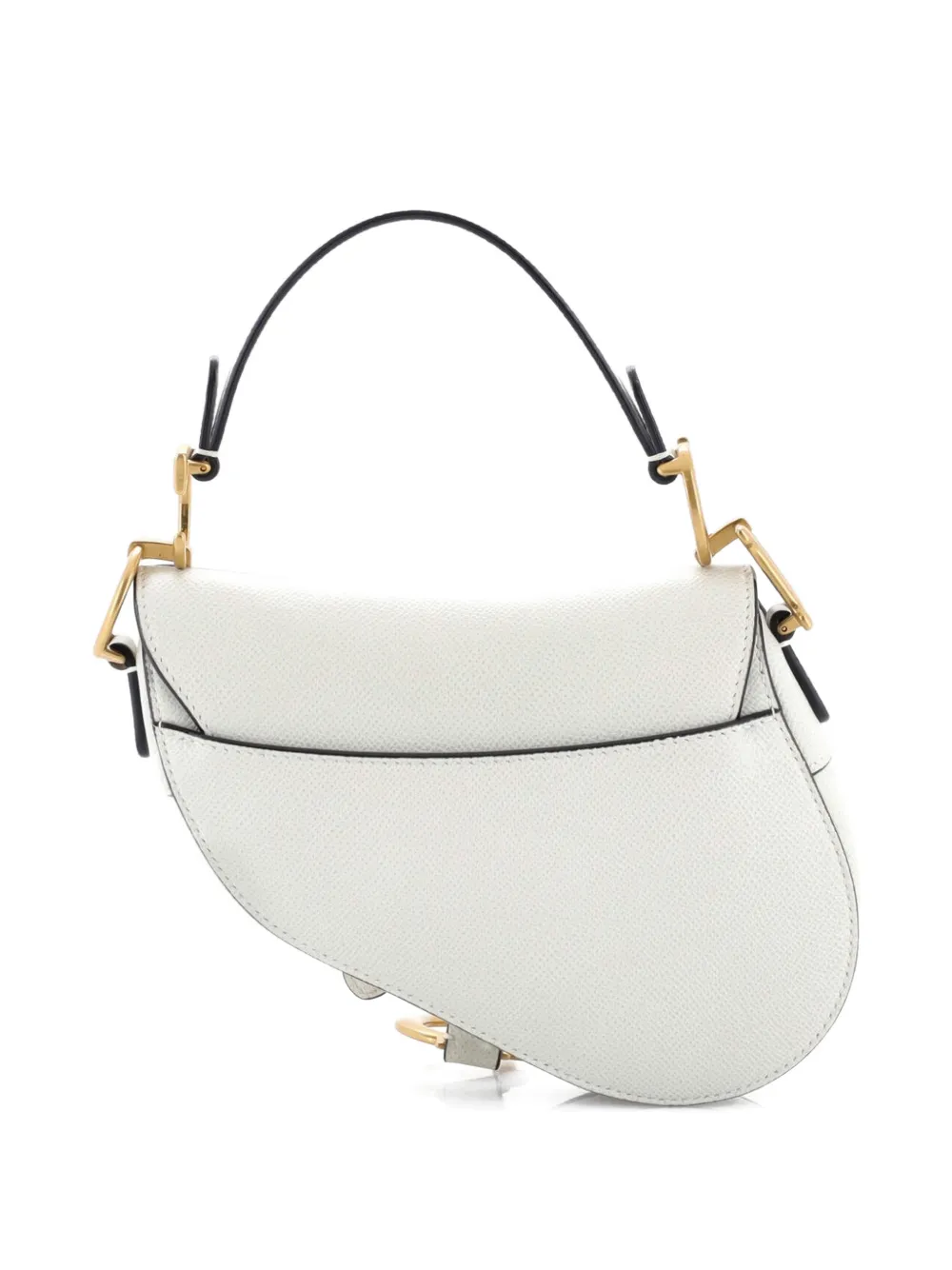 DIOR Pre-owned Saddle Handbag Leather Mini Shoulder Bag In White