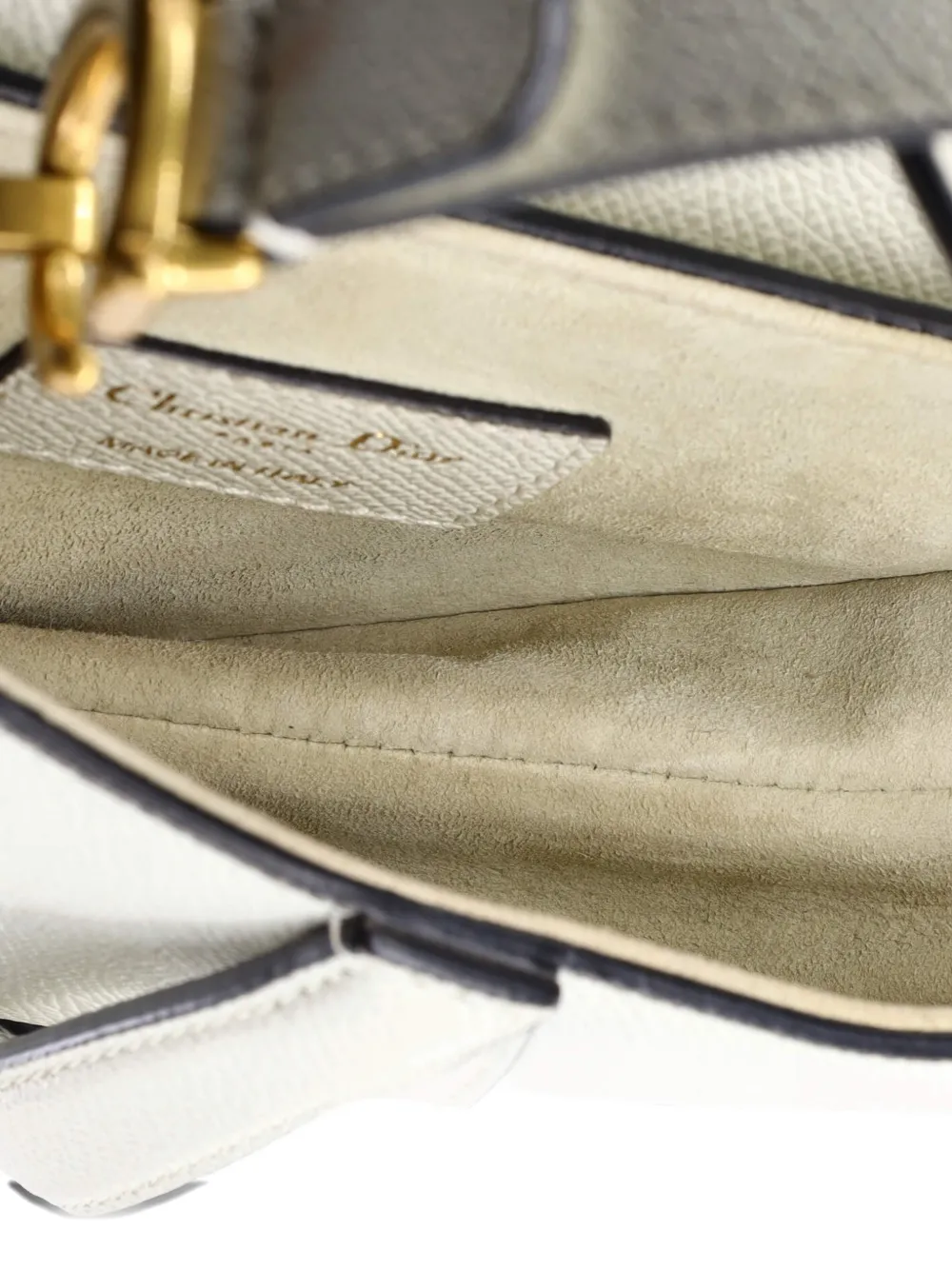 DIOR Pre-owned Saddle Handbag Leather Mini Shoulder Bag In White