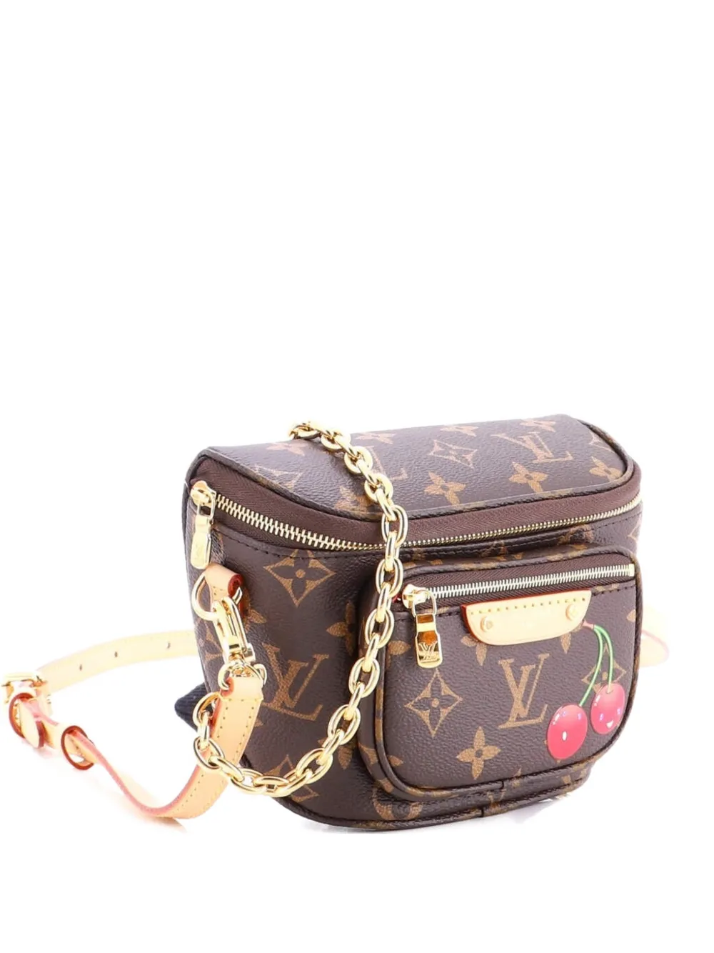 Pre-owned Louis Vuitton X Takashi Murakami Bum Bag Limited Edition Monogram Cerises Mini Belt Bag In Brown
