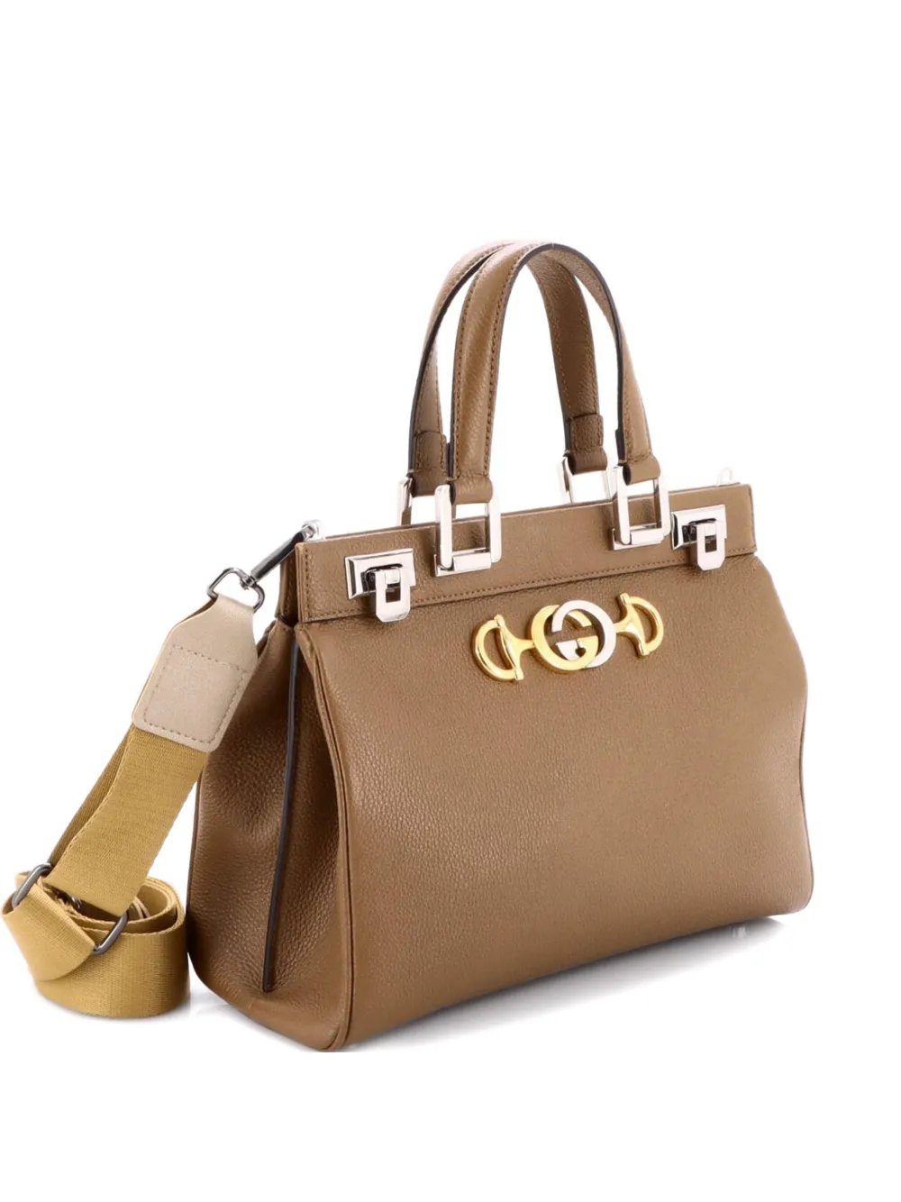 Pre-owned Gucci Zumi Top Handle Bag Leather Small Satchel In Brown