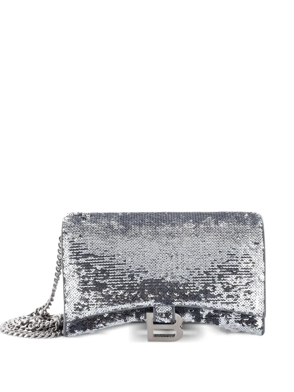 Balenciaga Pre-Owned Hourglass Chain Wallet Leather with Sequins crossbody bag - Argento