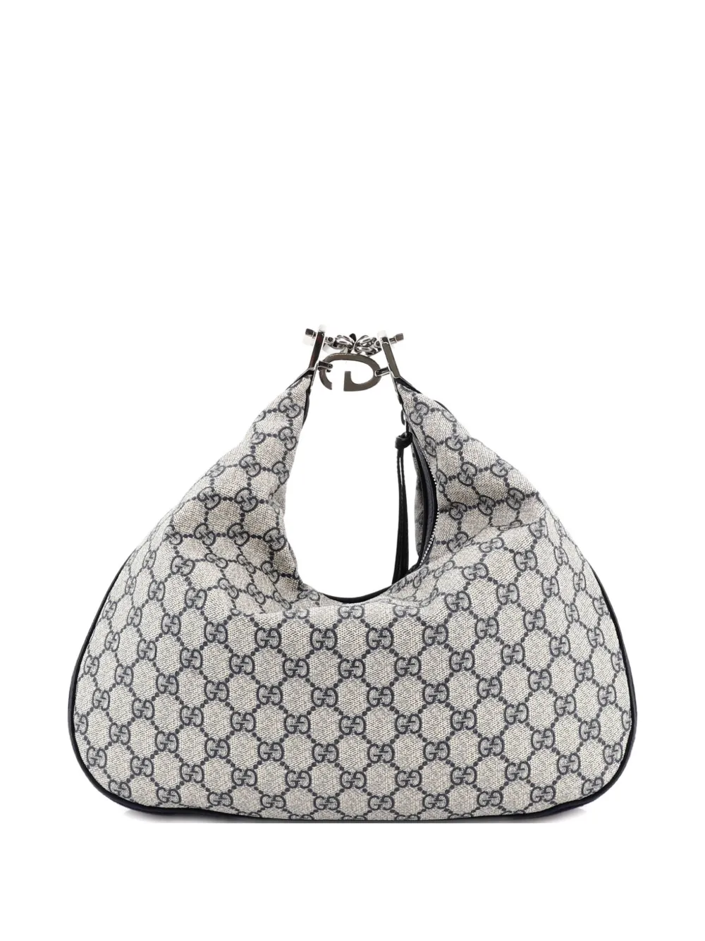 Pre-owned Gucci Attache Shoulder Bag Gg Coated Canvas Medium Hobo Bag In Blue