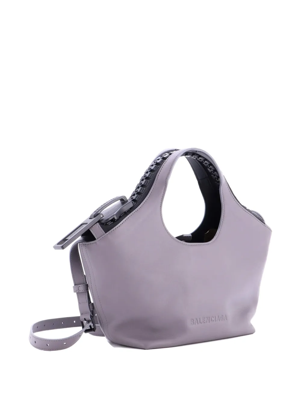 Pre-owned Balenciaga Megazip Leather Small Tote Bag In Gray