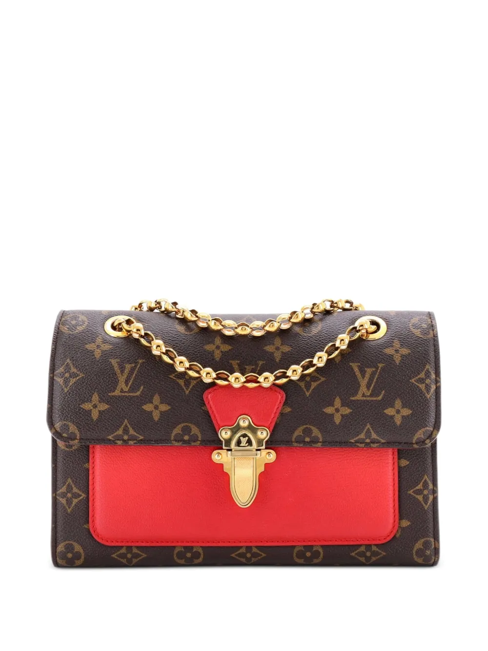 Pre-owned Louis Vuitton Victoire Handbag Monogram Canvas And Leather Shoulder Bag In Brown