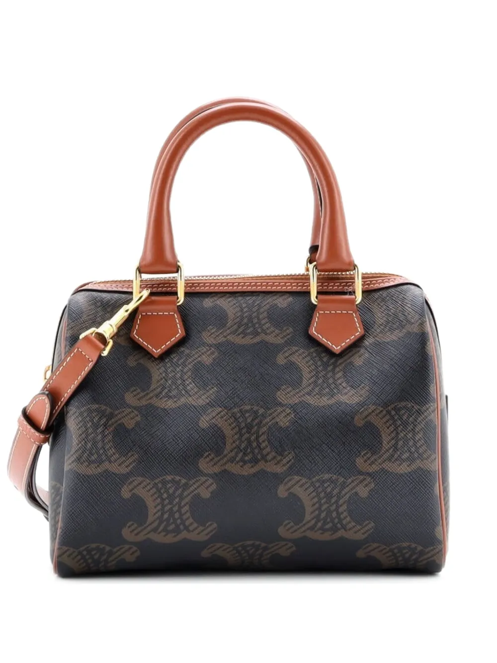 Celine Pre-Owned Boston Bag Triomphe XL Coated Canvas Small satchel | Brown | Image 1