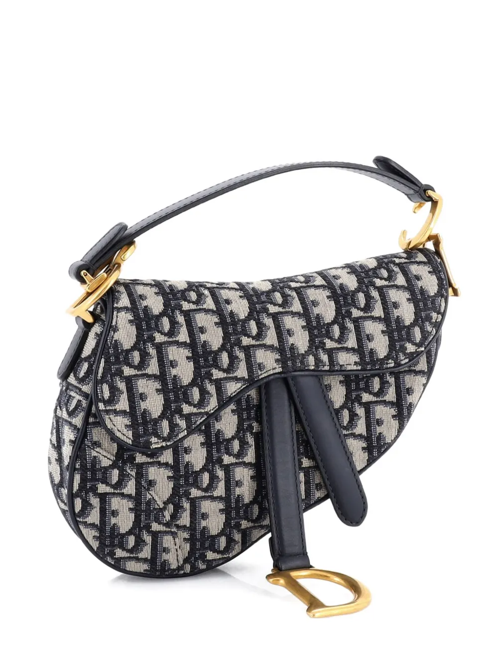 Pre-owned Dior Saddle Handbag Oblique Canvas Mini Shoulder Bag In Blue