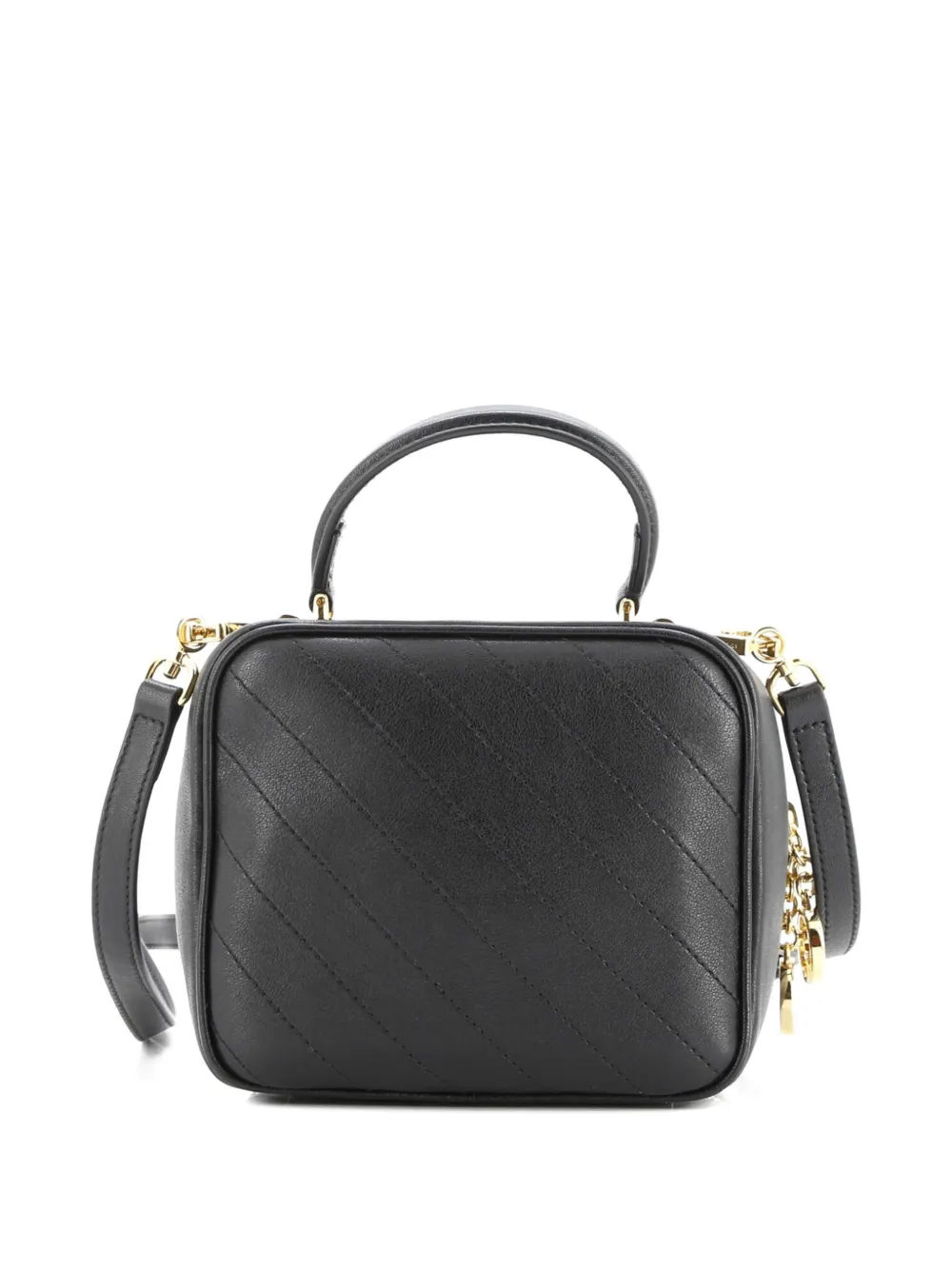 Pre-owned Gucci Blondie Nm Top Handle Shoulder Bag Diagonal Quilted Leather Satchel In Black