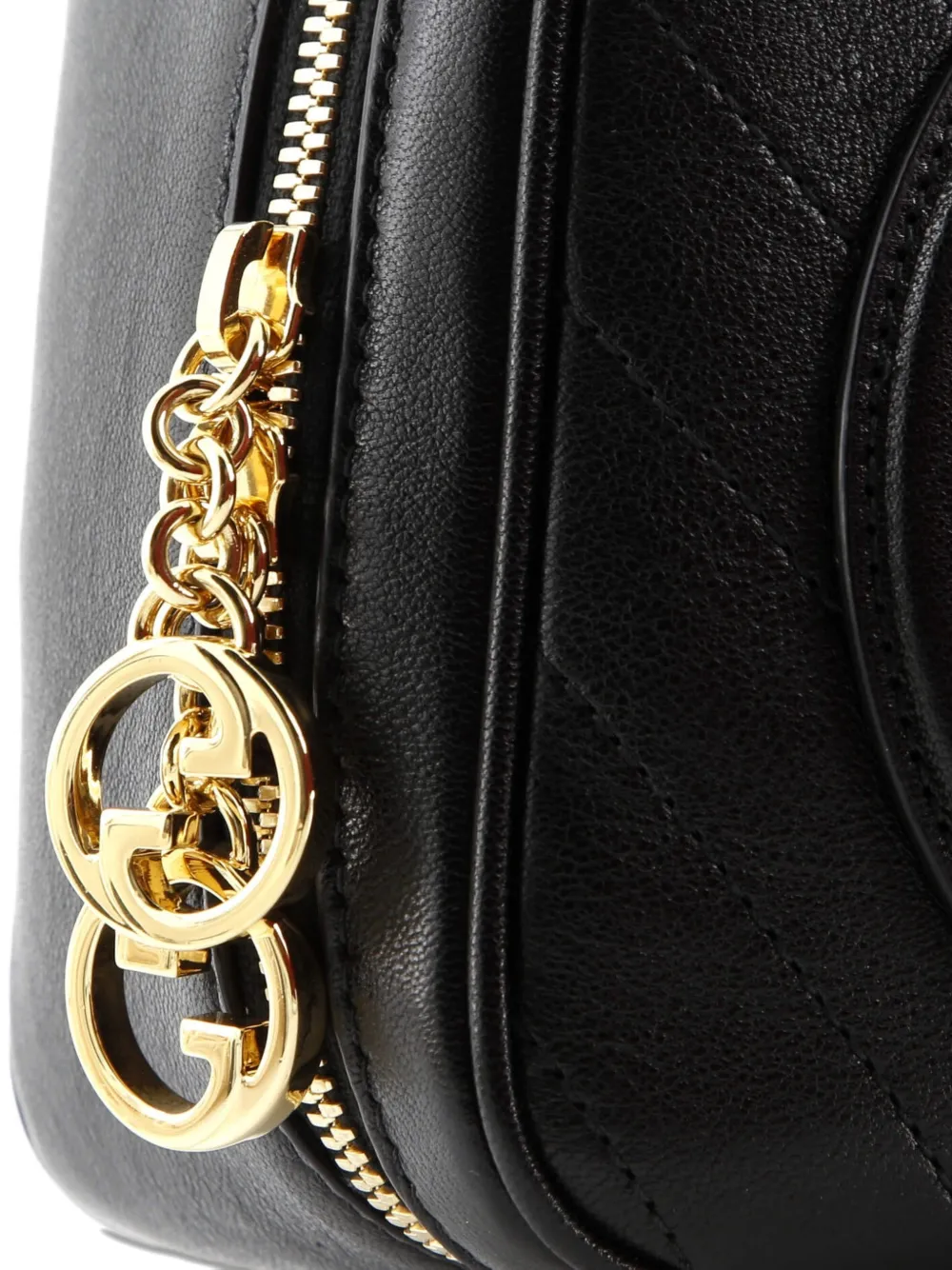 Pre-owned Gucci Blondie Nm Top Handle Shoulder Bag Diagonal Quilted Leather Satchel In Black