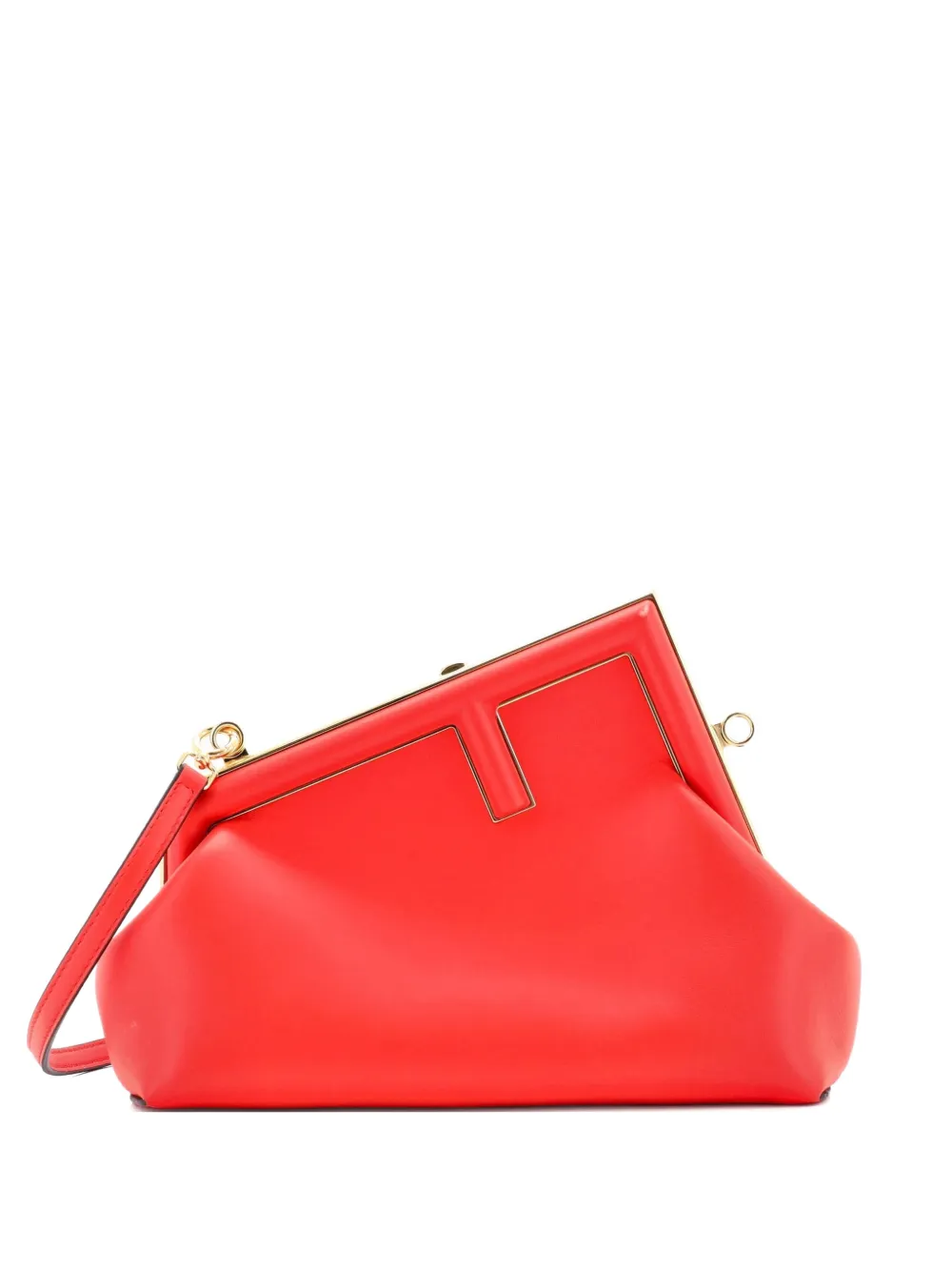 Pre-owned Fendi First Bag Leather Small Clutch Bag In Red