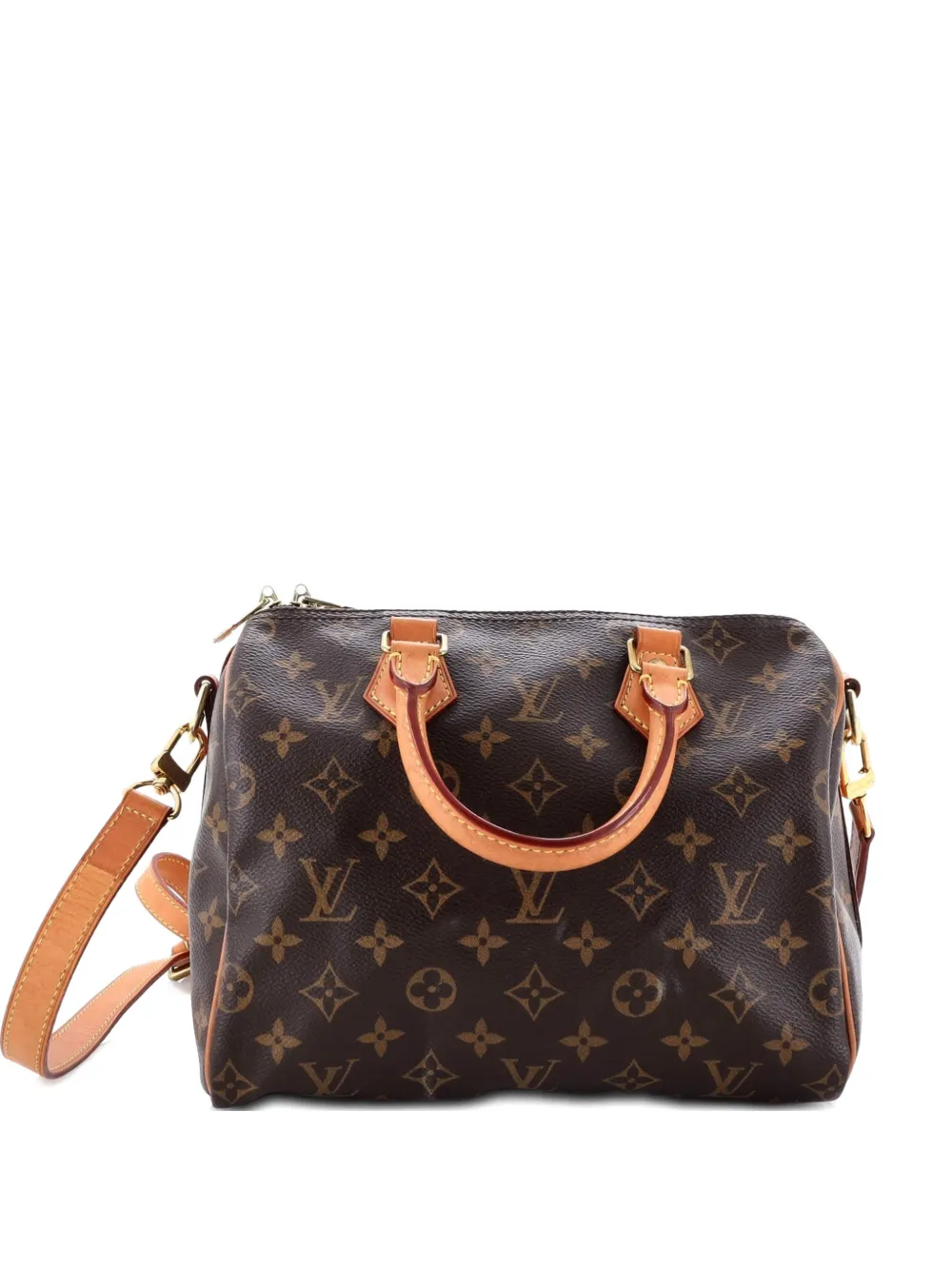 Pre-owned Louis Vuitton Speedy Bandouliere Bag Monogram Canvas 25 Satchel In Brown