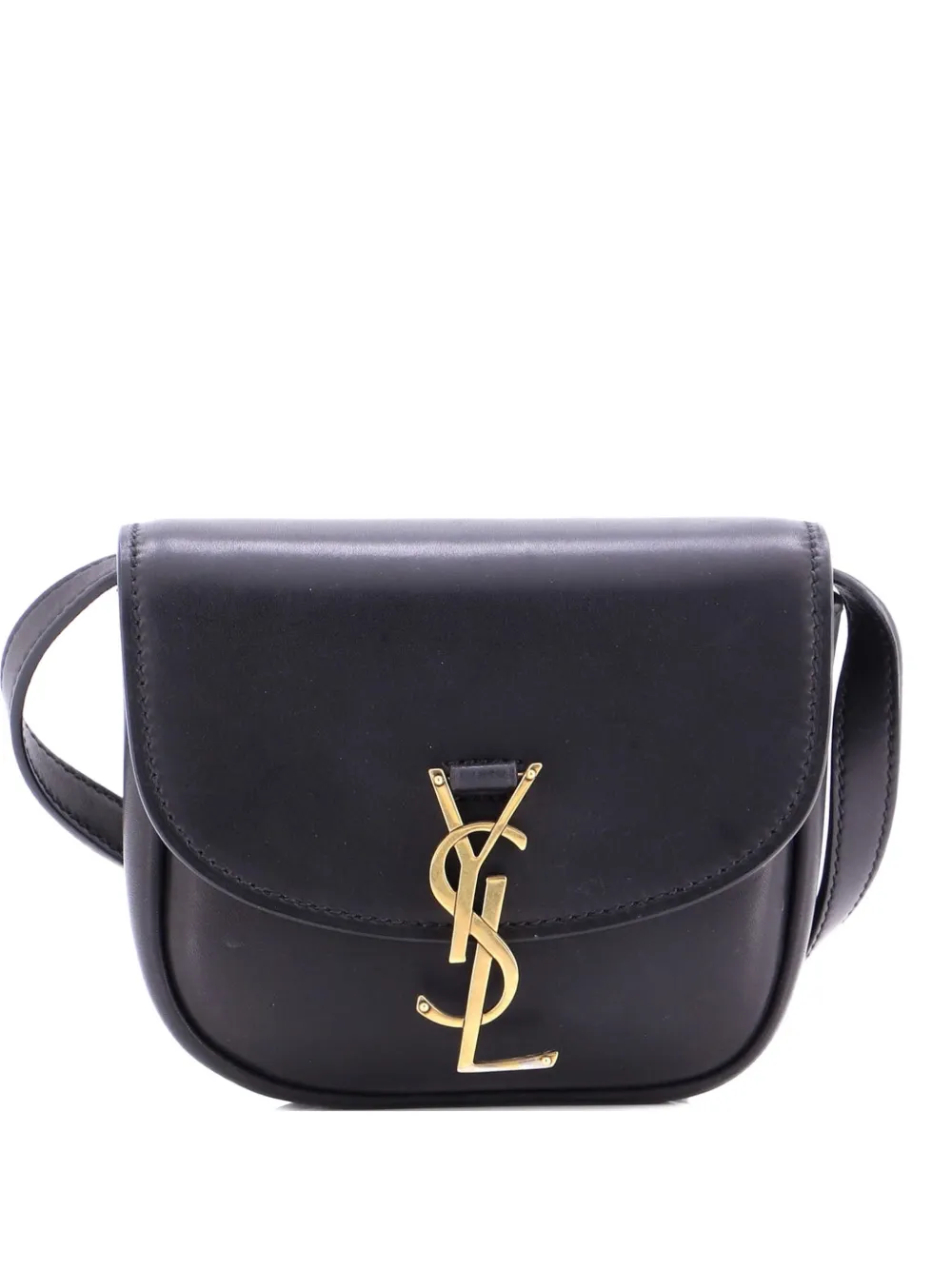Pre-owned Saint Laurent Kaia Shoulder Bag Leather Mini Crossbody Bag In Black