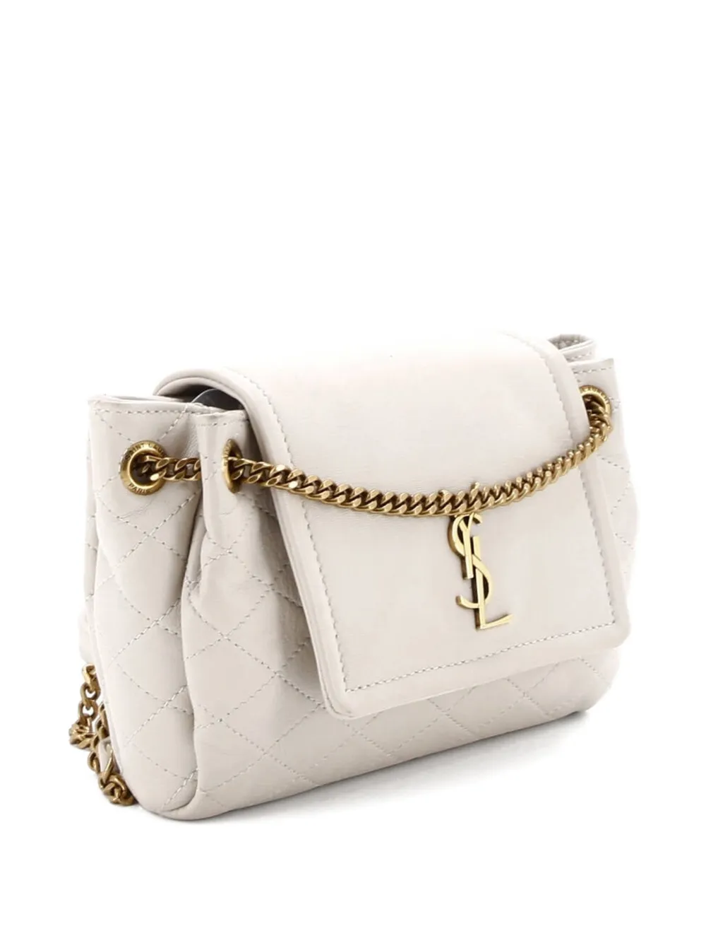 Pre-owned Saint Laurent Nolita Satchel Quilted Leather Mini Crossbody Bag In Neutral