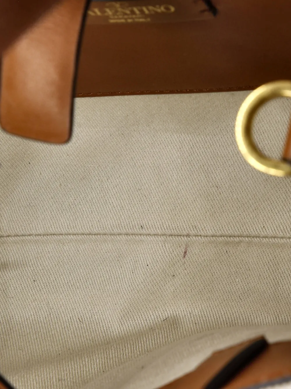 Pre-owned Valentino Garavani Vlogo Shopper Canvas And Leather Small Tote Bag In Brown