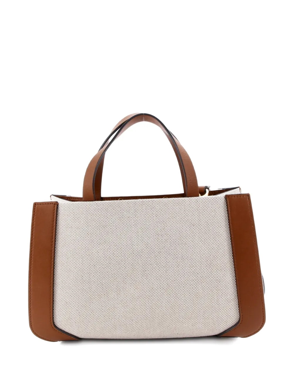 Pre-owned Valentino Garavani Vlogo Shopper Canvas And Leather Small Tote Bag In Brown