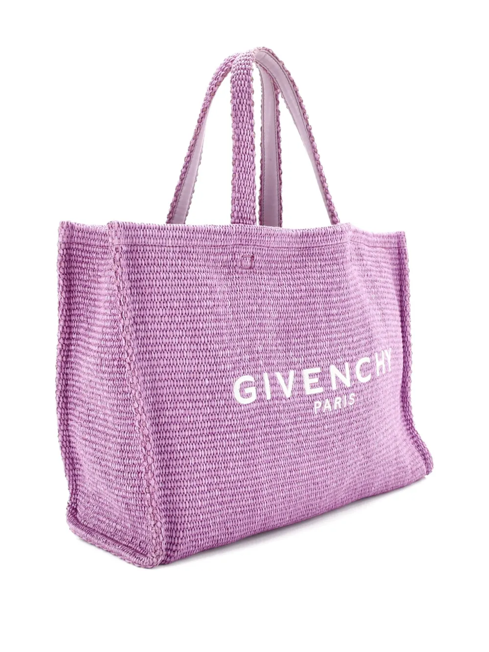 Pre-owned Givenchy G- Raffia Large Tote Bag In Purple