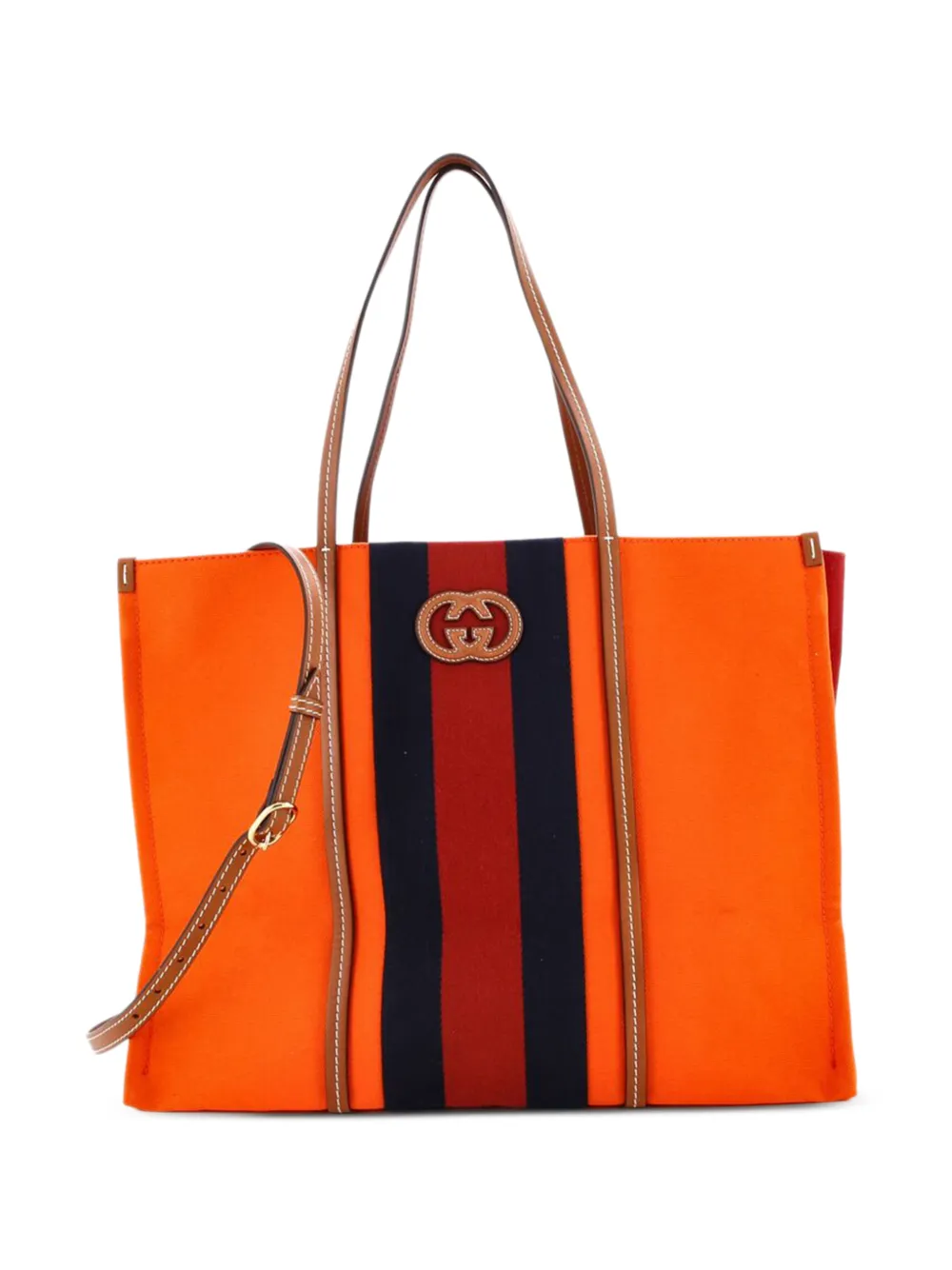 Gucci Pre-Owned Interlocking G Web Canvas Large tote bag - Marrone