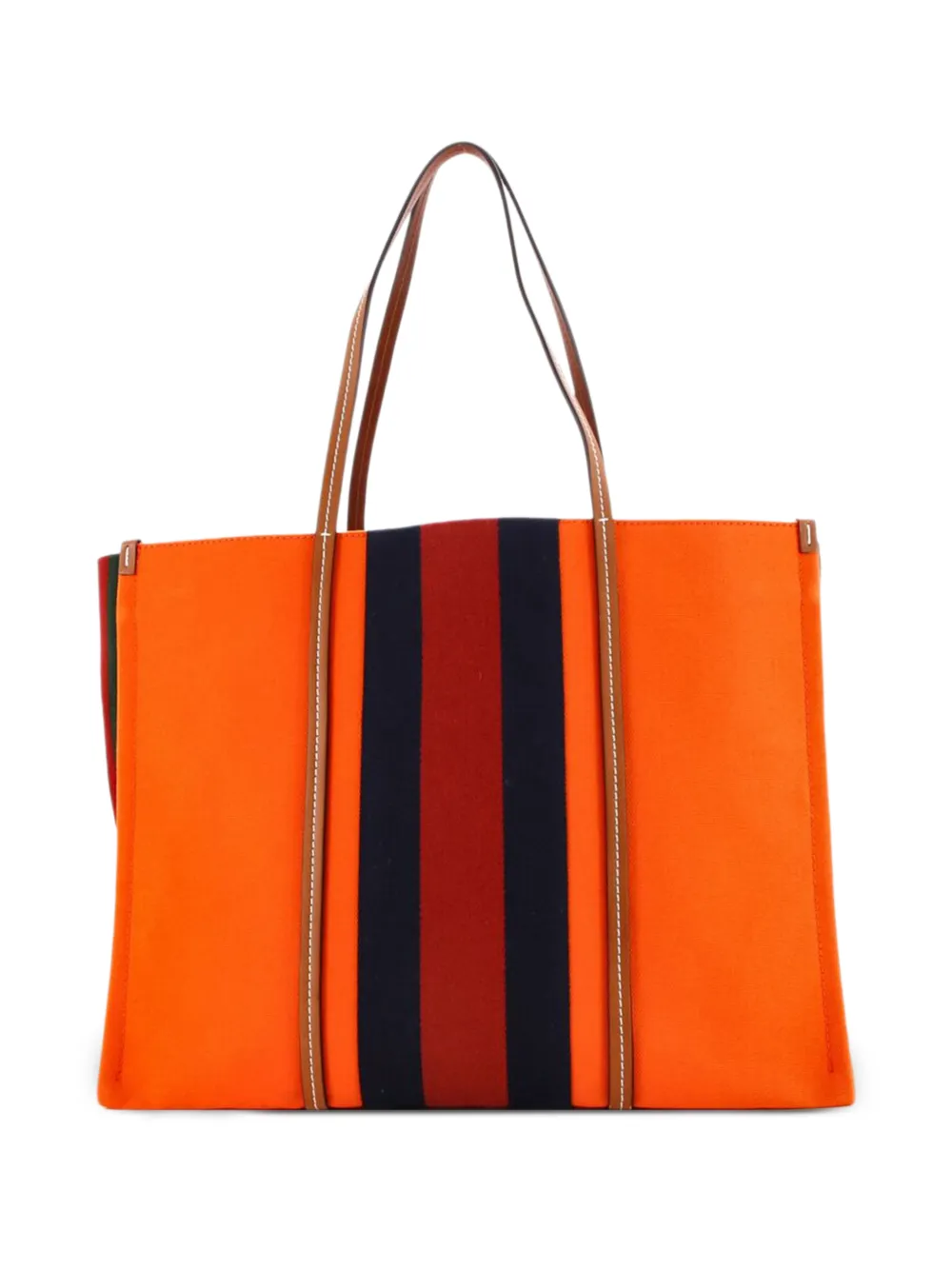  Gucci Pre-owned Interlocking G Web Canvas Large Tote Bag - Brown 