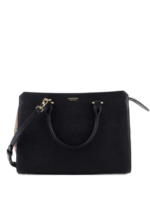 Burberry Pre-Owned Banwell Leather and House Check Canvas Small tote bag