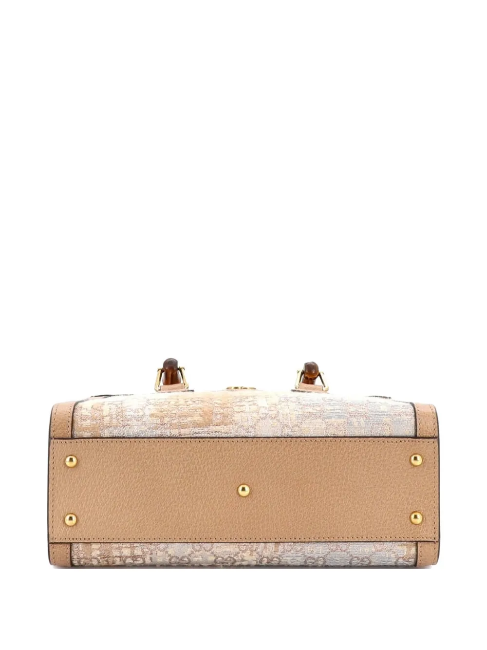 GUCCI Pre-owned Diana Nm Bamboo Handle Nishijin Gg Silk Textile And Leather Small Tote Bag In Gold