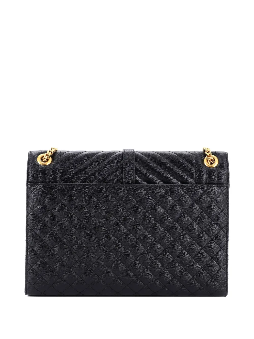 SAINT LAURENT Pre-owned Classic Monogram Envelope Satchel Mixed Matelasse Leather Large Shoulder Bag In Black