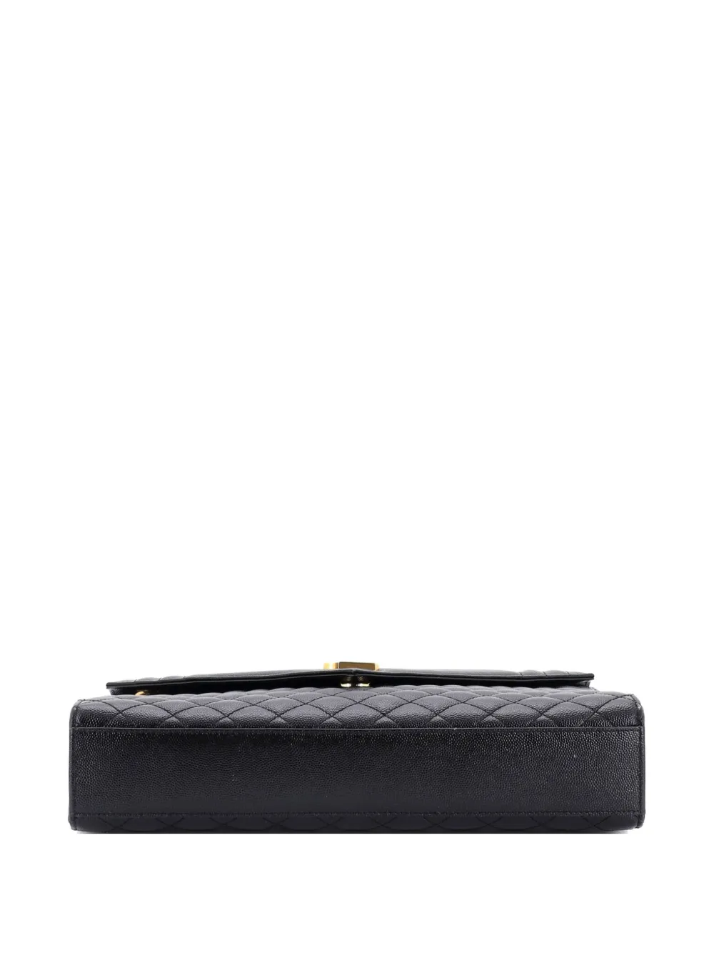 SAINT LAURENT Pre-owned Classic Monogram Envelope Satchel Mixed Matelasse Leather Large Shoulder Bag In Black